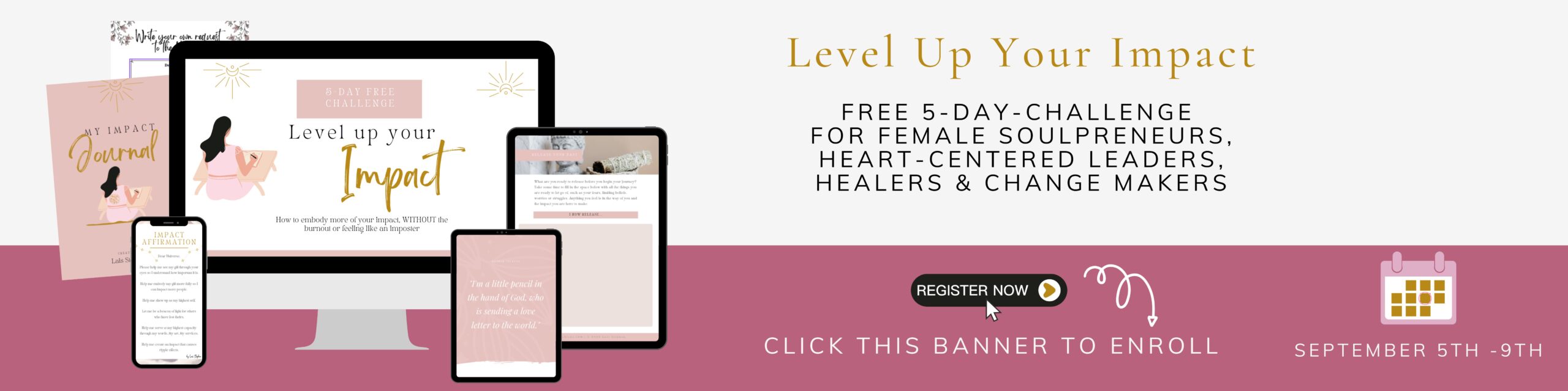 free level up your impact challenge for female soulpreneurs, healers, coaches and creatives