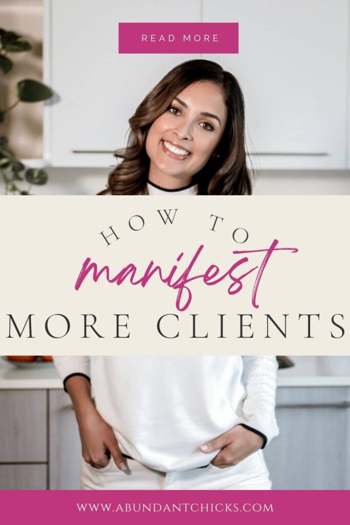 How to manifest more clients in your heart-centered business. A life coach with a white jumper, brown hair manifesting more clients in her coaching business